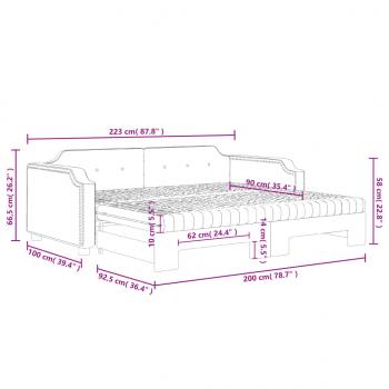 Tagesbett Ausziehbar mit Matratzen Creme 90x200 cm Stoff