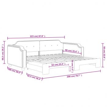 Tagesbett Ausziehbar Taupe 90x200 cm Stoff