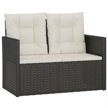 4-tlg. Garten-Lounge-Set mit Kissen Poly Rattan Schwarz