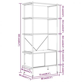 Regal mit 5 Böden und Schrank 80x40x163 cm Stahl Holzwerkstoff