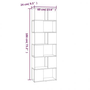 Bücherregal/Raumteiler Braun Eichen-Optik 60x24x186 cm