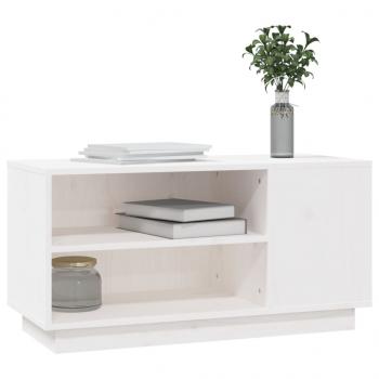 TV-Schrank Weiß 80x35x40,5 cm Massivholz Kiefer