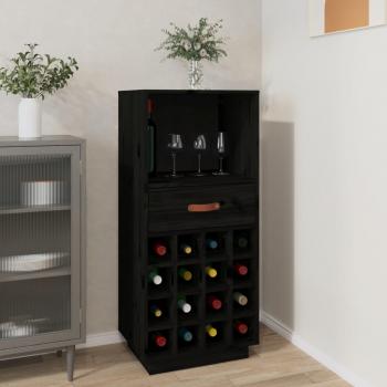 ARDEBO.de - Weinregal Schwarz 45x34x100 cm Massivholz Kiefer