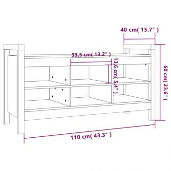 Flurbank Schwarz 110x40x60 cm Massivholz Kiefer