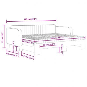 Tagesbett Ausziehbar mit Matratzen Blau 90x200 cm Samt