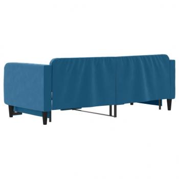 Tagesbett Ausziehbar Blau 90x200 cm Samt