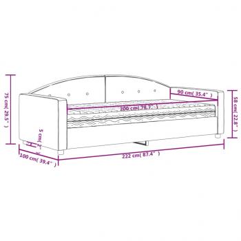 Tagesbett mit Matratze Blau 90x200 cm Samt