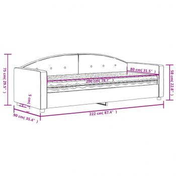 Tagesbett mit Matratze Hellgrau 80x200 cm Samt