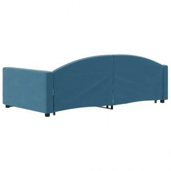 Tagesbett Ausziehbar mit Schubladen Blau 90x200 cm Samt