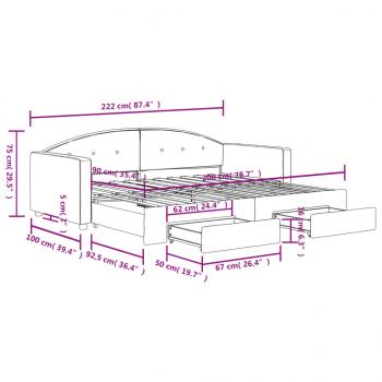 Tagesbett Ausziehbar mit Schubladen Dunkelgrün 90x200 cm Samt