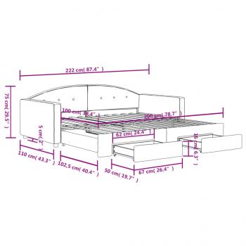 Tagesbett Ausziehbar mit Schubladen Rosa 100x200 cm Samt