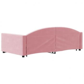 Tagesbett Ausziehbar mit Schubladen Rosa 90x200 cm Samt