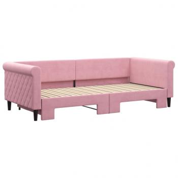 Tagesbett Ausziehbar Rosa 90x200 cm Samt