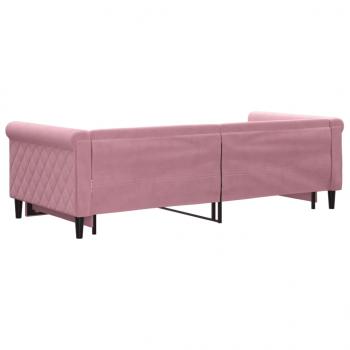 Tagesbett Ausziehbar Rosa 90x200 cm Samt