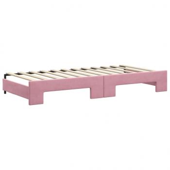 Tagesbett Ausziehbar Rosa 90x200 cm Samt