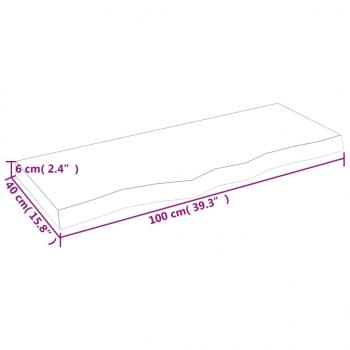 Tischplatte 100x40x(2-6) cm Massivholz Eiche Unbehandelt