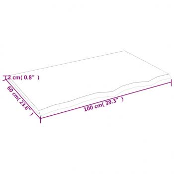 Tischplatte 100x60x2 cm Massivholz Eiche Unbehandelt