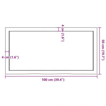 Tischplatte Hellbraun 100x50x(2-4)cm Massivholz Eiche Behandelt