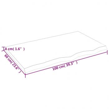 Tischplatte Hellbraun 100x60x(2-4)cm Massivholz Eiche Behandelt