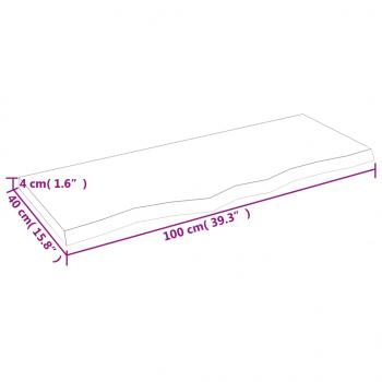 Tischplatte Hellbraun 100x40x(2-4)cm Massivholz Eiche Behandelt