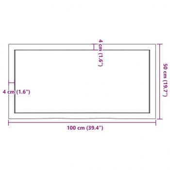 Tischplatte Hellbraun 100x50x(2-6)cm Massivholz Eiche Behandelt