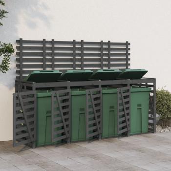 ARDEBO.de - Mülltonnenbox für 4 Tonnen Grau Massivholz Kiefer
