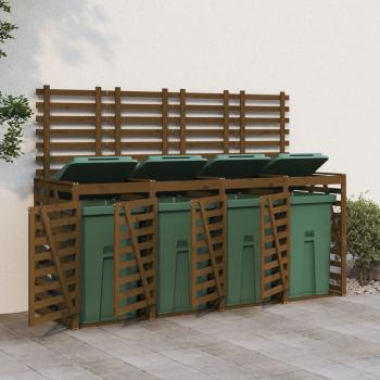 ARDEBO.de - Mülltonnenbox für 4 Tonnen Honigbraun Massivholz Kiefer