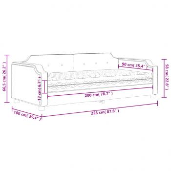 Tagesbett mit Matratze Creme 90x200 cm Stoff