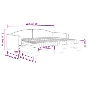 Tagesbett Ausziehbar mit Matratzen Dunkelgrau 90x200 cm Stoff