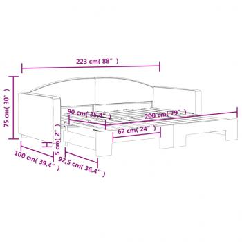 Tagesbett Ausziehbar Schwarz 90x200 cm Stoff