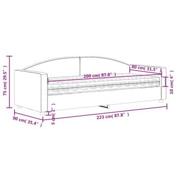 Tagesbett mit Matratze Taupe 80x200 cm Stoff