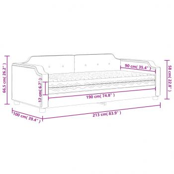 Tagesbett mit Matratze Hellgrau 90x190 cm Stoff