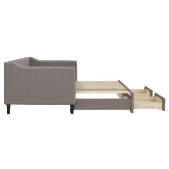 Tagesbett Ausziehbar mit Schubladen Taupe 80x200 cm Stoff