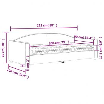 Tagesbett mit Matratze Schwarz 90x200 cm Stoff