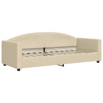 Tagesbett Ausziehbar mit Schubladen Creme 80x200 cm Stoff