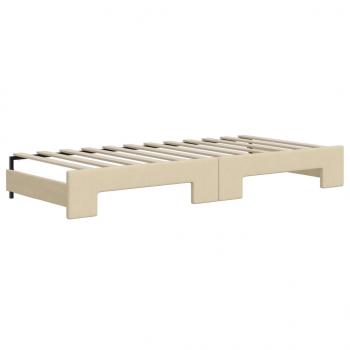 Tagesbett Ausziehbar Creme 90x200 cm Stoff