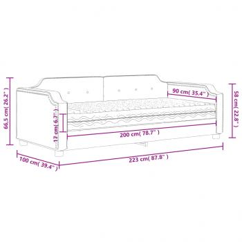 Tagesbett mit Matratze Schwarz 90x200 cm Stoff