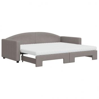 Tagesbett Ausziehbar mit Matratzen Taupe 90x200 cm Stoff