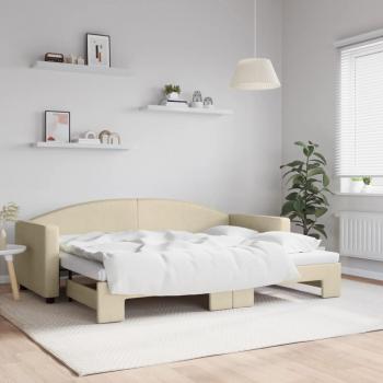 ARDEBO.de - Tagesbett Ausziehbar Creme 80x200 cm Stoff