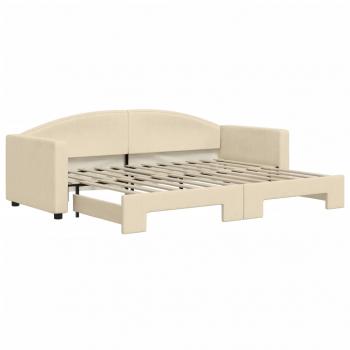 Tagesbett Ausziehbar Creme 80x200 cm Stoff