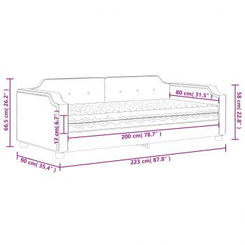 Tagesbett mit Matratze Taupe 80x200 cm Stoff