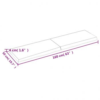 Tischplatte 160x50x(2-4) cm Massivholz Eiche Unbehandelt