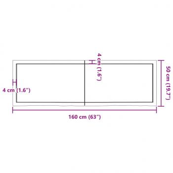 Tischplatte 160x50x(2-6) cm Massivholz Eiche Unbehandelt