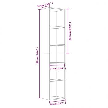 Bücherregal Grau Sonoma 40x30x189 cm Holzwerkstoff