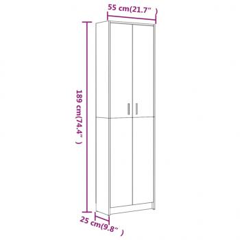 Garderobenschrank Grau Sonoma 55x25x189 cm Holzwerkstoff