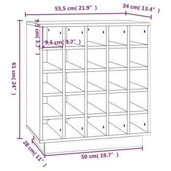 Weinregal Schwarz 55,5x34x61 cm Massivholz Kiefer