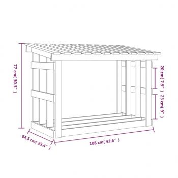 Kaminholzregal Schwarz 108x64,5x77 cm Massivholz Kiefer