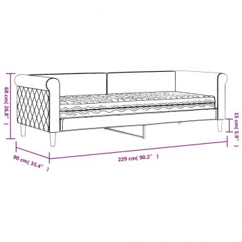 Tagesbett mit Matratze Schwarz 80x200 cm Samt