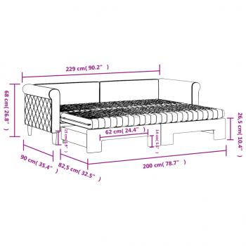 Tagesbett Ausziehbar mit Matratzen Hellgrau 80x200 cm Samt