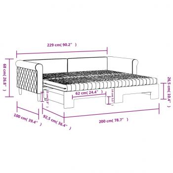 Tagesbett Ausziehbar mit Matratzen Blau 90x200 cm Samt